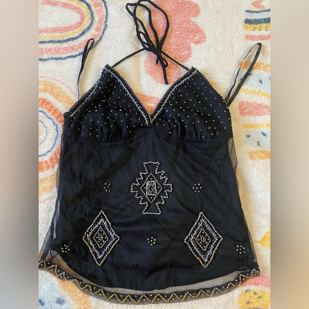 BCBGirls Black Beaded Women's Top